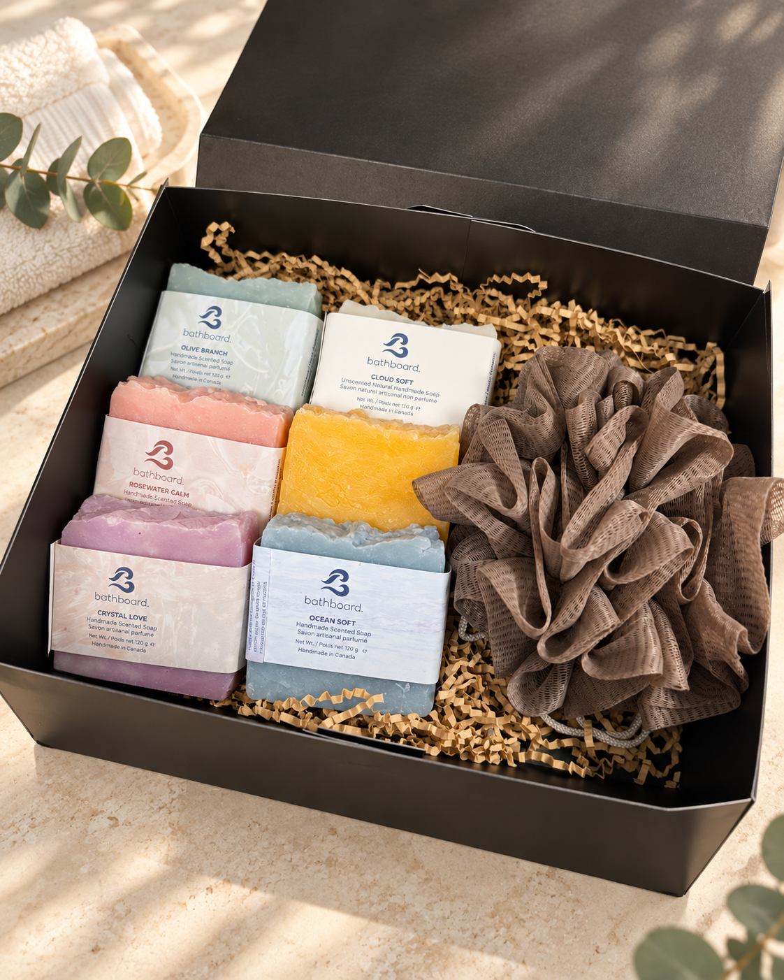 Gift Set 6 Soaps + Loofah