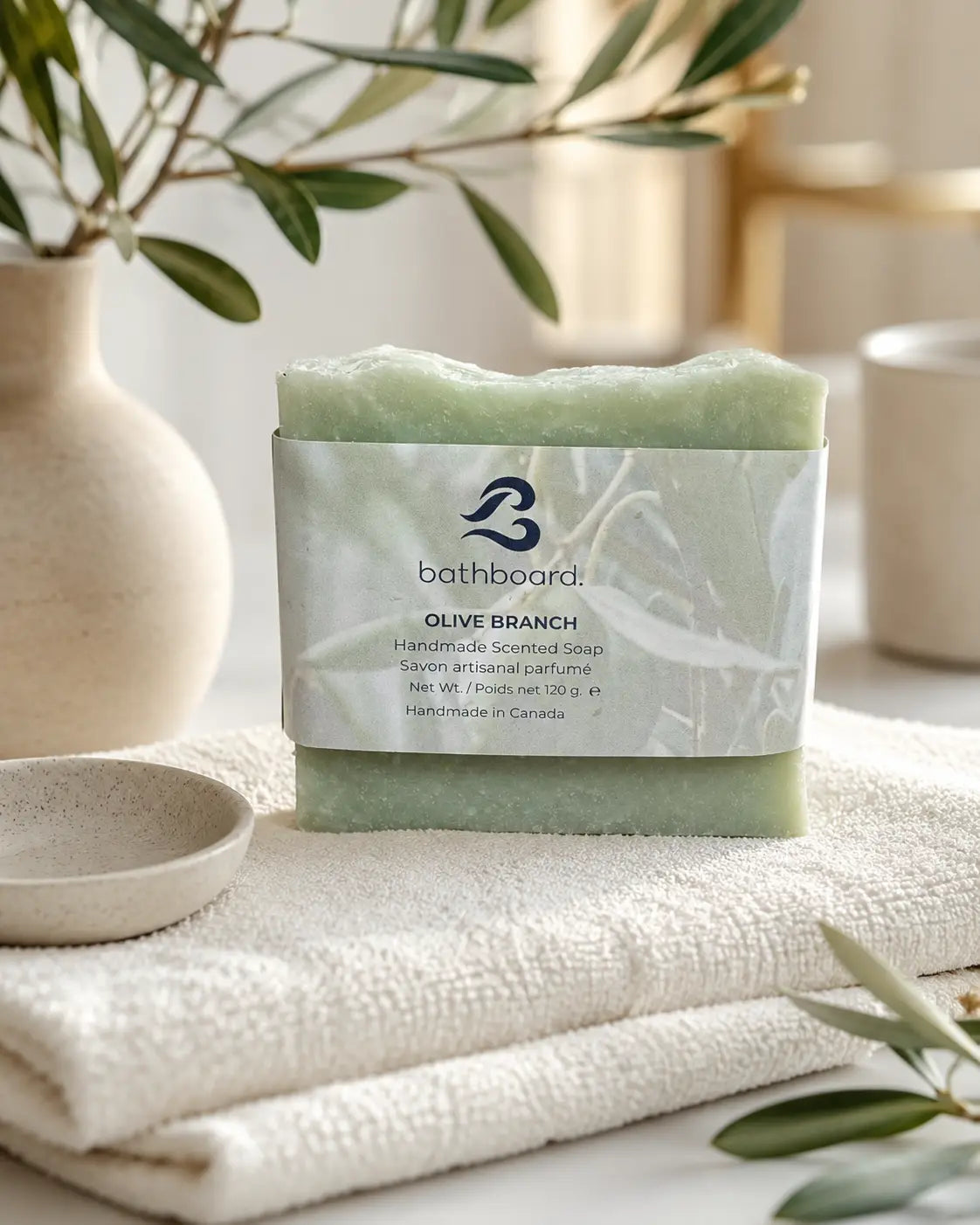 Olive Branch Soft Cotton & Baby Powder Handmade Soap