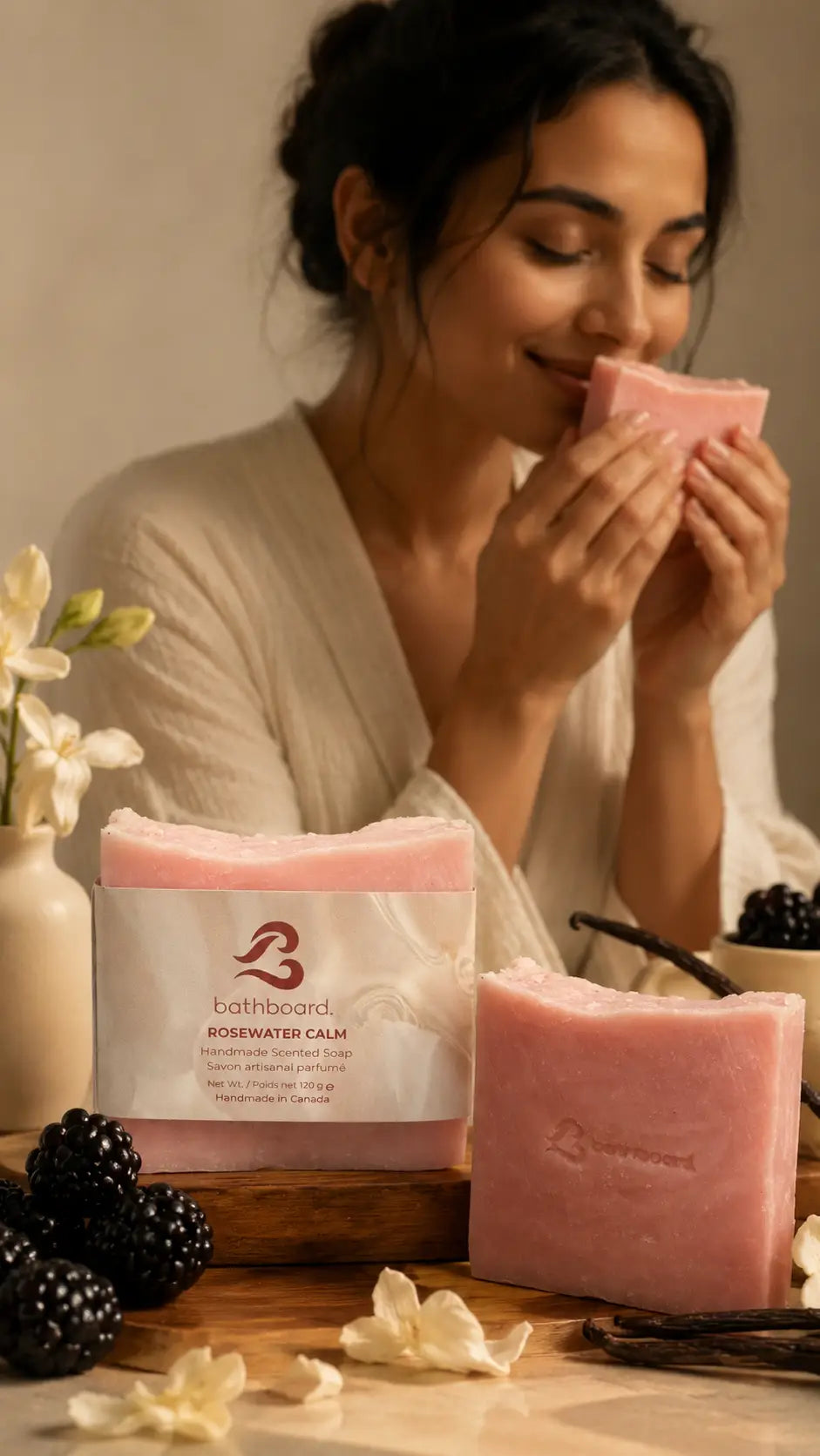 Rosewater Calm Blackberry Magnolia Handmade Soap Bar