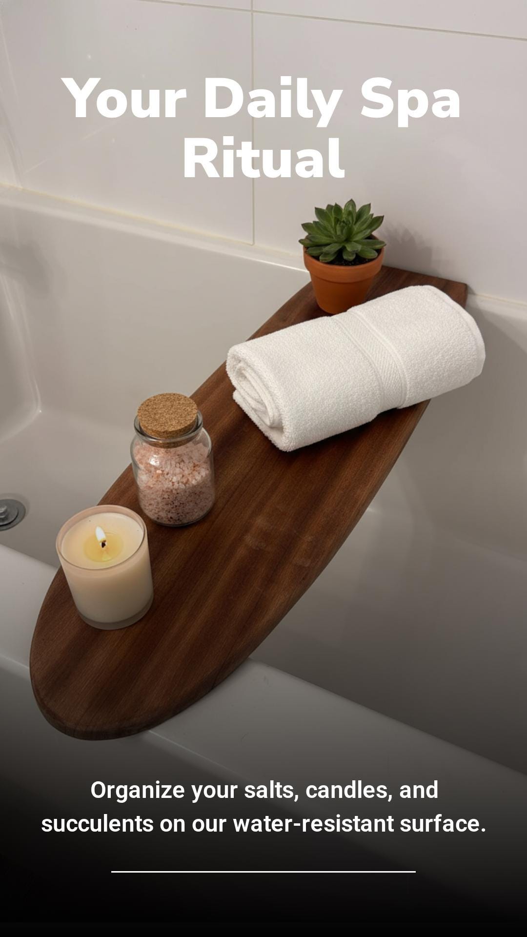 The Tofino Coast Sapele Wood Bathtub Caddy Tray